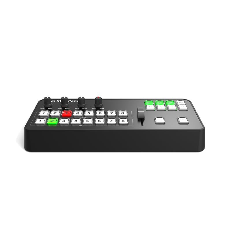 Mini Vmix Switch Panel - Compact and Portable Live Broadcast System with 8-Channel Screen Switching, 4-Way Mixer, and USB Interface for All-Media 4K Virtual Studio