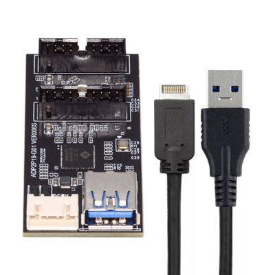 Chenyang USB 3.1 Type E 1 to 2 USB 3.0 19/20Pin HUB Port Multiplier PCBA Adapter with SATA Power Cable