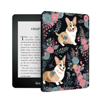 Case for 6.8" Kindle Paperwhite (11th Generation 2021) and Kindle Paperwhite Signature Edition,PU Leather Folio Stand Cover for Kindle Paperwhite 2021 E-Reader,Pink Flower and Corgi