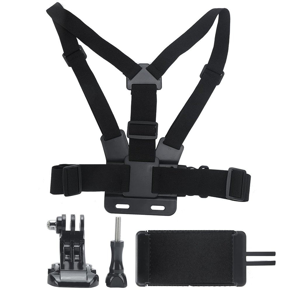 Phone Chest Mount Harness Vest Clip Holder, Adjust Elastic Shoulders Chest Strap Belt Harness Body Mount Fixation Bracket for Sport Camera Mobile Phone