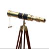 MARY NAUTICAL- Marine Brass Finish 50" inches Adjustable Wooden Tripod Maritime Nautical Floor Standing Brass Telescope view 1