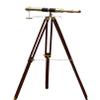 MARY NAUTICAL- Marine Brass Finish 50" inches Adjustable Wooden Tripod Maritime Nautical Floor Standing Brass Telescope view 2