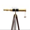 MARY NAUTICAL- Marine Brass Finish 50" inches Adjustable Wooden Tripod Maritime Nautical Floor Standing Brass Telescope view 3