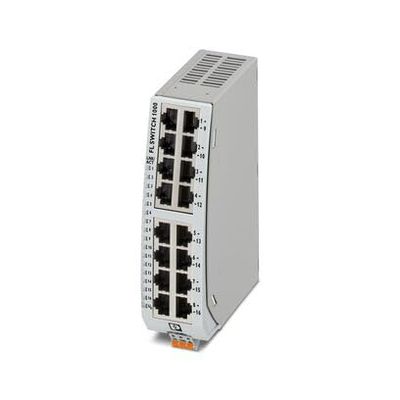 Phoenix Contact, 1085219, Narrow Ethernet Switch - 16 RJ45 Ports with 10/100/1000 Mbps On All Ports - 9 to 32VDC Input - IP30 - DIN Rail Mount. (1 Item/s)