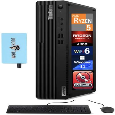 Lenovo ThinkCentre M75s SFF Business Desktop (AMD Ryzen 5 Pro 5650G, 16GB DDR4, 512GB PCIe SSD, DVD-R/W, WiFi 6, Bluetooth 5.1, RJ-45, Win11P) w/USB KB, USB Mouse & Dockztorm Hub
