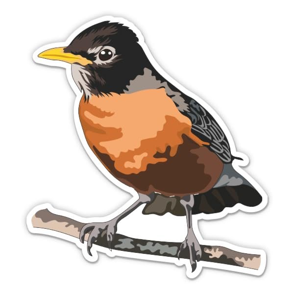 Robin Bird Pretty Realistic Sticker - 5" Laptop Sticker - Waterproof Vinyl for Car, Phone, Water Bottle - Robin Decal