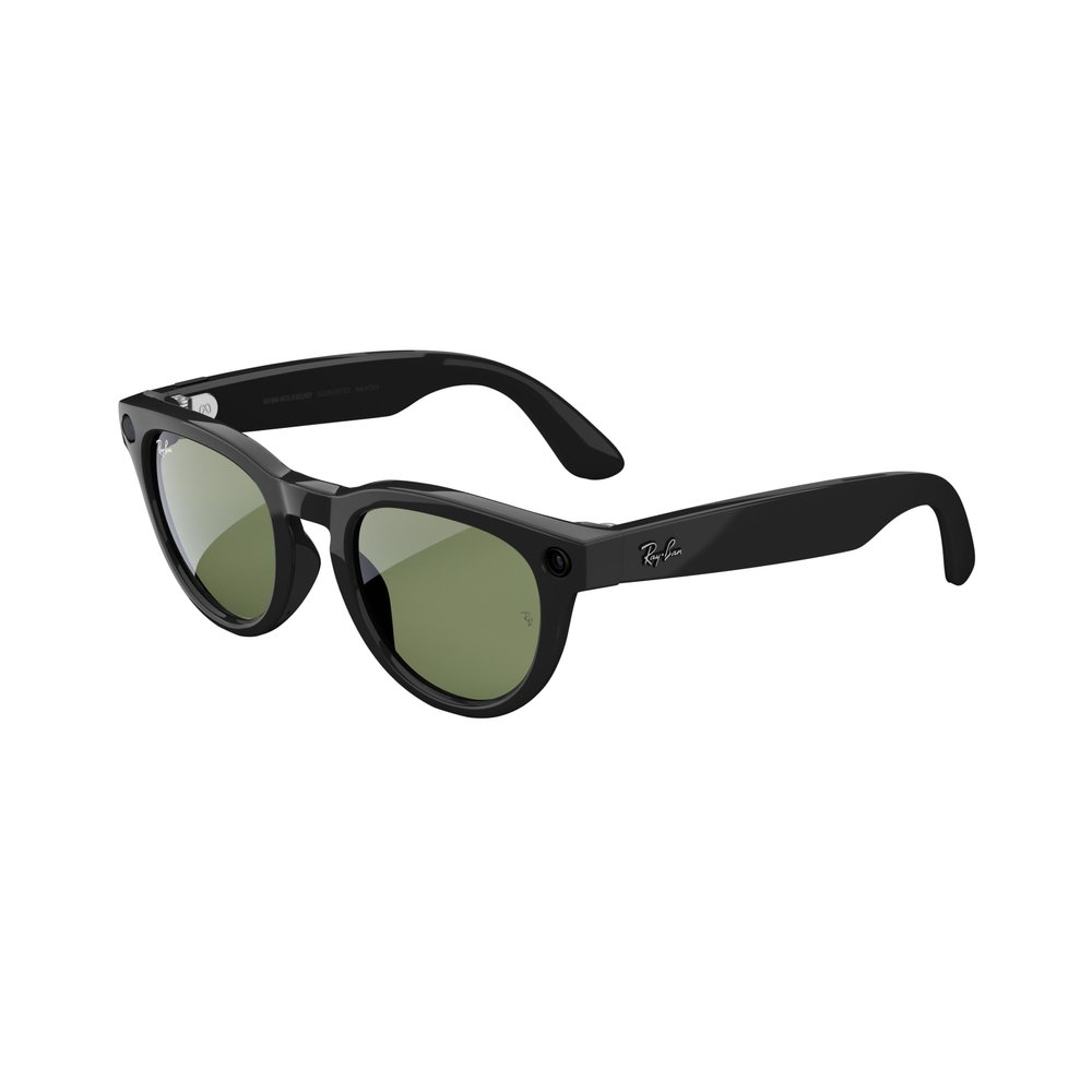 Ray-Ban Meta (Gen 1), Headliner, Shiny Black | Smart AI Glasses for Men, Women  12 MP Camera, Open-Ear Speakers for Audio, Video Recording and Bluetooth  Polarized Green Lenses  Wearable Technology