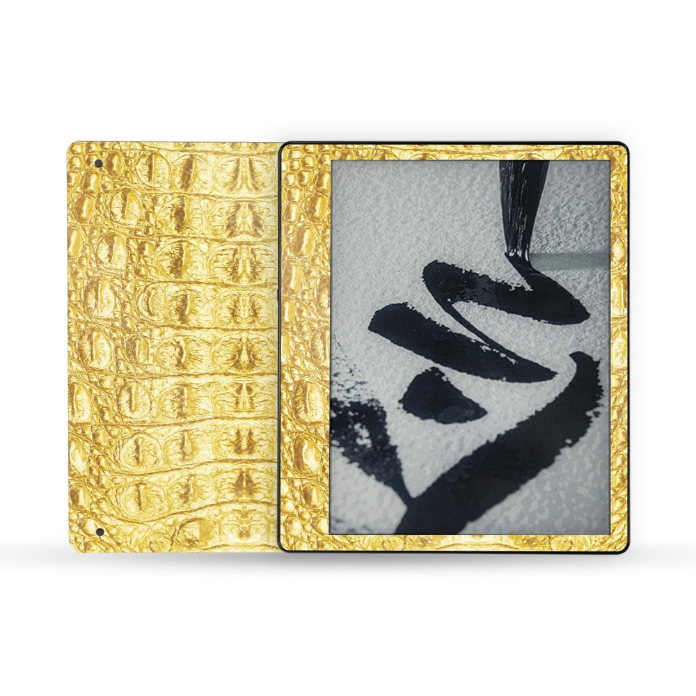 MightySkins Glossy Glitter Skin Compatible with Amazon Kindle Scribe (2022) Full Wrap - Golden Croc | Protective High-Gloss Glitter Finish | Easy to Apply | Made in The USA