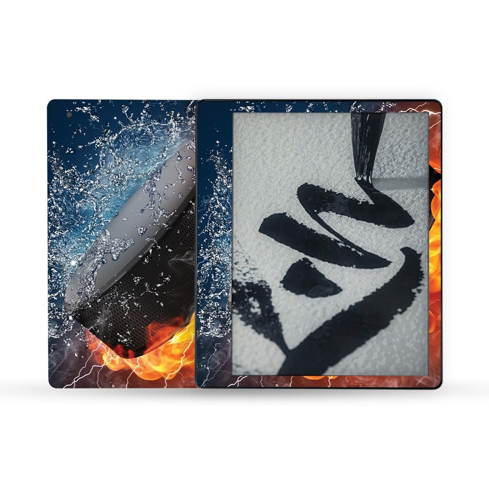 MightySkins Skin Compatible with Amazon Kindle Scribe (2022) Full Wrap - Hockey Fire | Protective, Durable, and Unique Vinyl Decal wrap Cover | Easy to Apply | Made in The USA