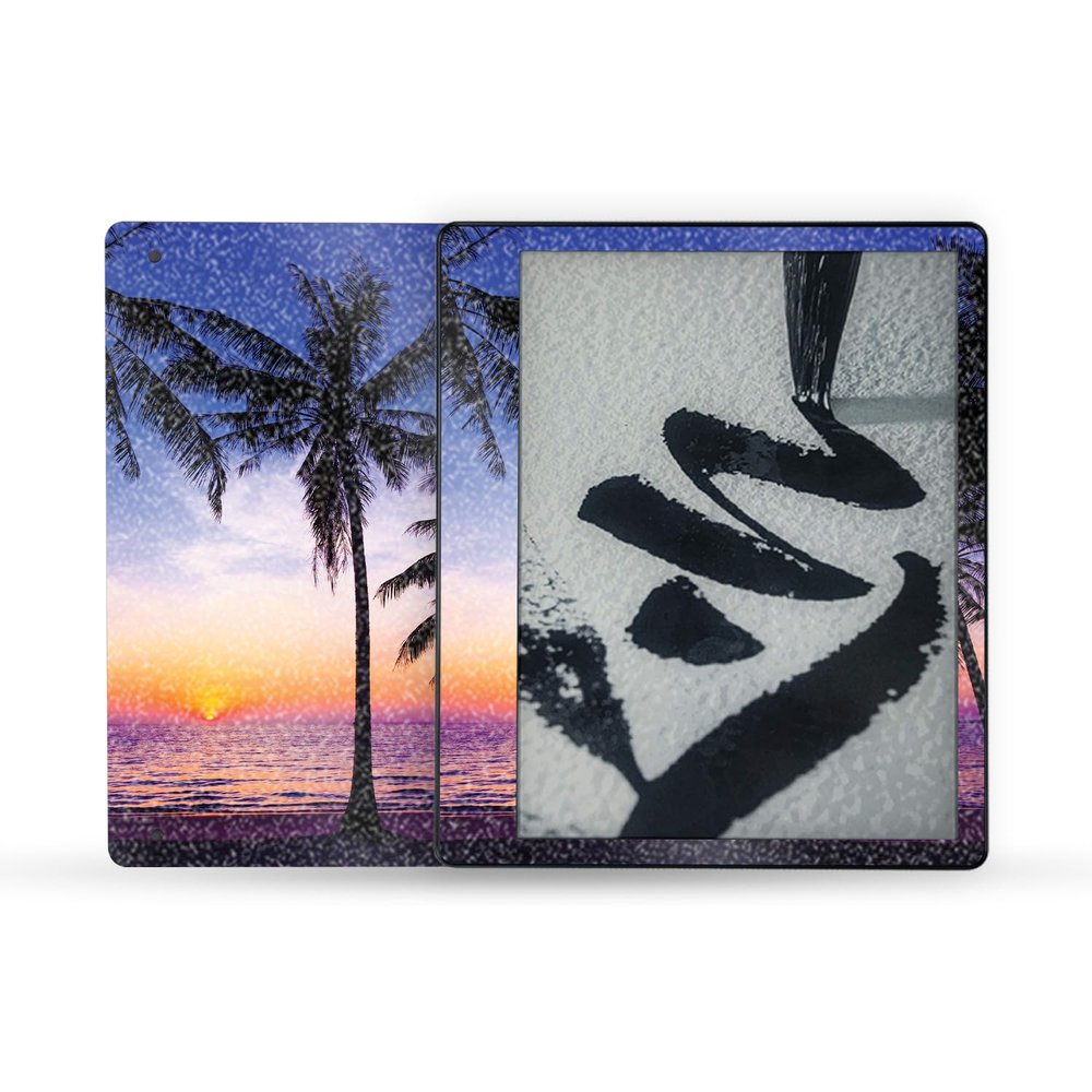 MightySkins Glossy Glitter Skin Compatible with Amazon Kindle Scribe (2022) Full Wrap - Palm Sunrise | Protective High-Gloss Glitter Finish | Easy to Apply | Made in The USA