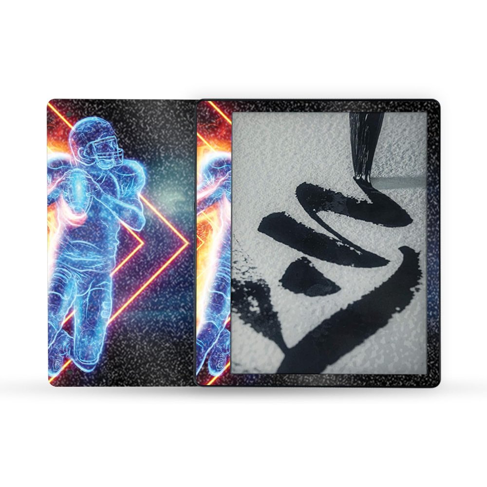 MightySkins Glossy Glitter Skin Compatible with Amazon Kindle Scribe (2022) Full Wrap - Glow Football | Protective High-Gloss Glitter Finish | Easy to Apply | Made in The USA
