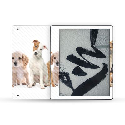 MightySkins Carbon Fiber Skin Compatible with Amazon Kindle Scribe (2022) Full Wrap - Puppy Posse | Protective Textured Carbon Fiber Finish | Easy to Apply | Made in The USA