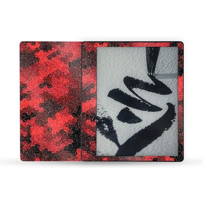 MightySkins Glossy Glitter Skin Compatible with Amazon Kindle Scribe (2022) Full Wrap - Red Hexa Camo | Protective High-Gloss Glitter Finish | Easy to Apply | Made in The USA