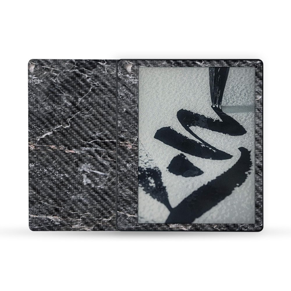 MightySkins Carbon Fiber Skin Compatible with Amazon Kindle Scribe (2022) Full Wrap - Onyx Marble | Protective Textured Carbon Fiber Finish | Easy to Apply | Made in The USA