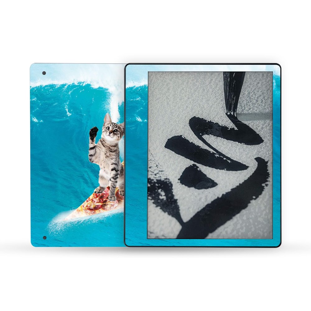 MightySkins Skin Compatible with Amazon Kindle Scribe (2022) Full Wrap - Pizza Surfing Kitty | Protective, and Unique Vinyl Decal wrap Cover | Easy to Apply | Made in The USA