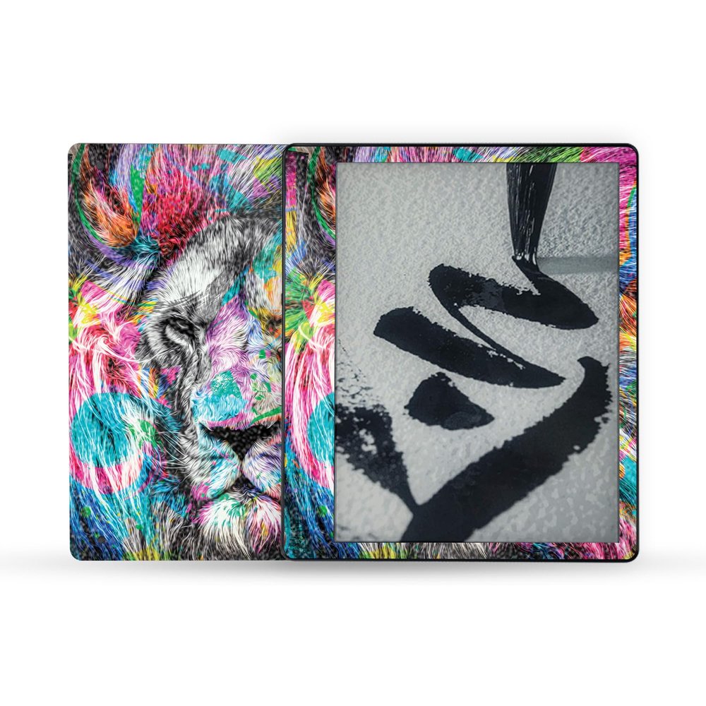 MightySkins Glossy Glitter Skin Compatible with Amazon Kindle Scribe (2022) Full Wrap - Neon Lion | Protective High-Gloss Glitter Finish | Easy to Apply | Made in The USA