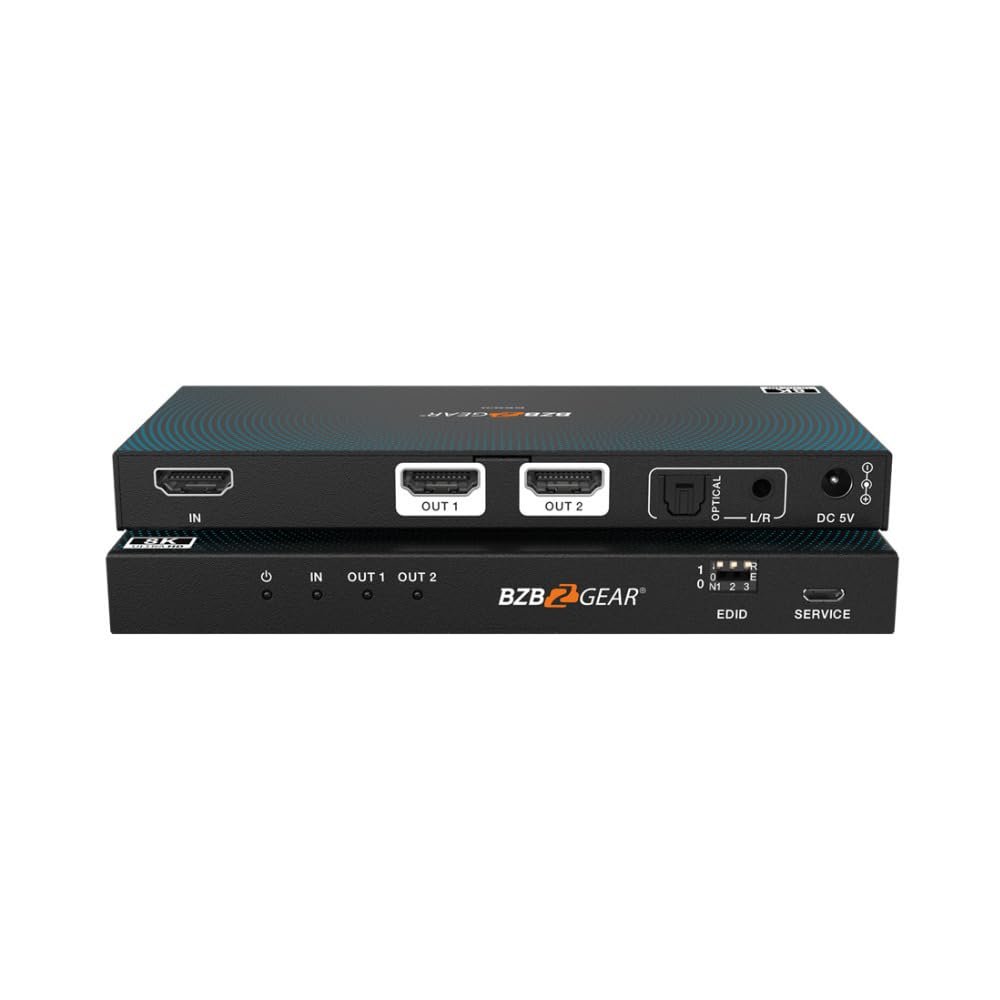 1x2 8K UHD HDMI 2.1 Splitter with Auto Downscaling/Audio De-Embedding (8K60/4K120 and VRR/FVA/ALLM Support)