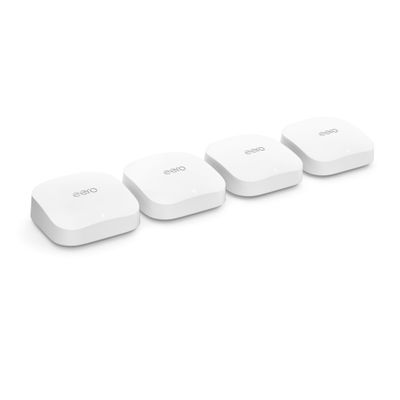 Amazon eero Pro 6E mesh wifi system - Supports internet plans up to 2.5 Gbps, Coverage up to 8,000 sq. ft., Connect 100+ devices, 4-pack