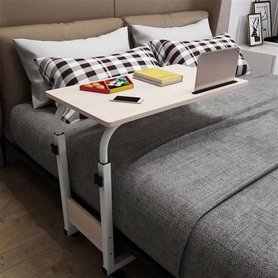 ANUUMA Adjustable Height Bedside Laptop Table, Mobile Overbed Japanese Style Side Table with Wheels for Reading, Eating Breakfast, Lazy (Color : Natural)
