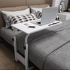 ANUUMA Adjustable Height Bedside Laptop Table, Mobile Overbed Japanese Style Side Table with Wheels for Reading, Eating Breakfast, Lazy (Color : White) view 1
