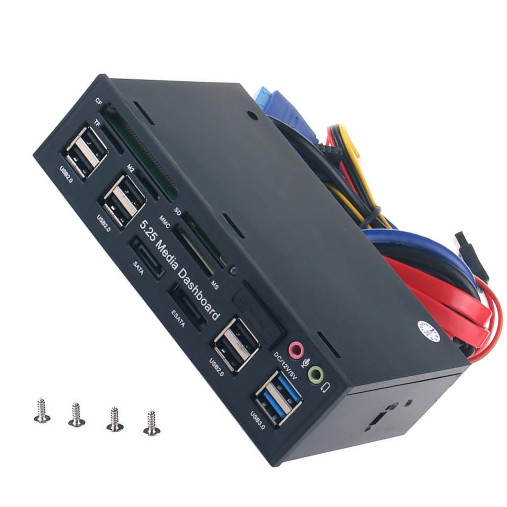 MOOKEENONE PC Multifunctional Dashboard Media Front Panel Audio, 5.25 inch nternal Card Reader PC Dashboard
