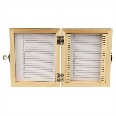 VAKUUM Lab Microscope Slides Wooden Microscope Slides Box, 25pcs Slides Storage Box Holder Case Microscope Parts