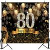 Sensfun Happy 80th Birthday Backdrop for Men Women Glitter Black and Gold Balloons Photography Background for 80th Birthday Party Decorations Shining Diamond 80 Years Old Photo Booth Banner 7x5ft view 2