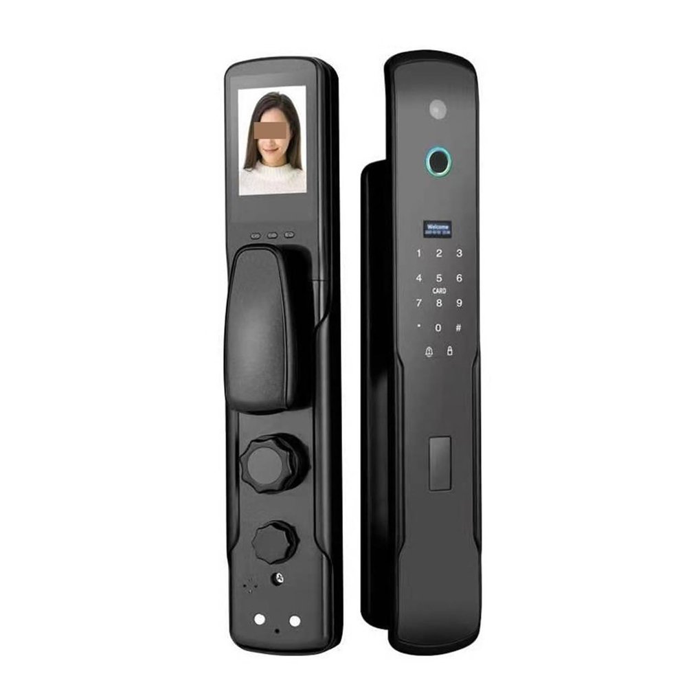 HAvern Fingerprint Lock Belt Monitoring, Visible Cat's Eye, Home Smart Lock, Anti-Theft Door, Electronic Lock, Remote Unlocking (Color : Only Red Lock)