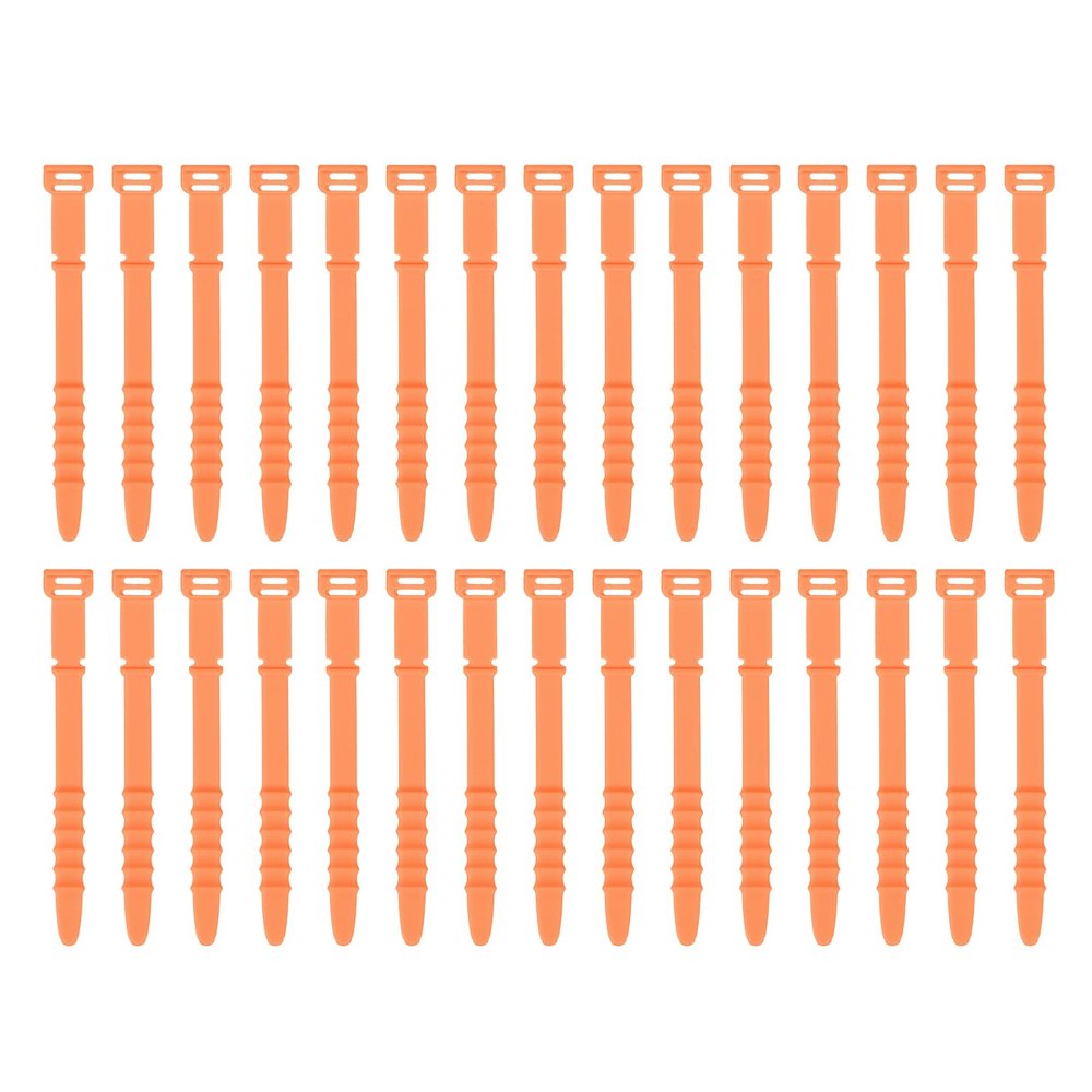 uxcell 30Pcs Silicone Cable Ties 4.5 Inch Reusable Wire Ties Elastic Cable Cord Organizer Straps for Cords Wire USB Charge Management Food Storage, Orange