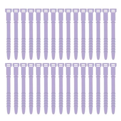 uxcell 30Pcs Silicone Cable Ties 4.5 Inch Reusable Wire Ties Elastic Cable Cord Organizer Straps for Cords Wire USB Charge Management Food Storage, Lavender