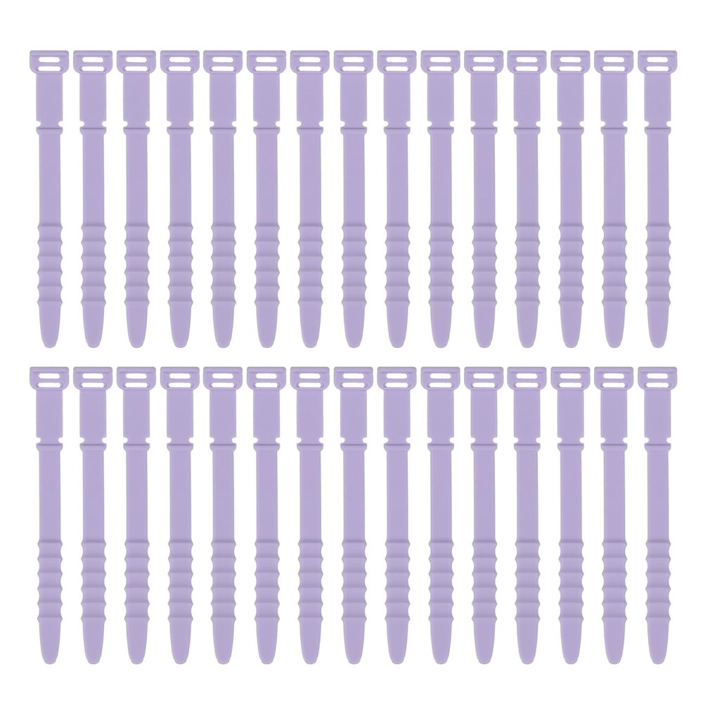 uxcell 30Pcs Silicone Cable Ties 4.5 Inch Reusable Wire Ties Elastic Cable Cord Organizer Straps for Cords Wire USB Charge Management Food Storage, Lavender