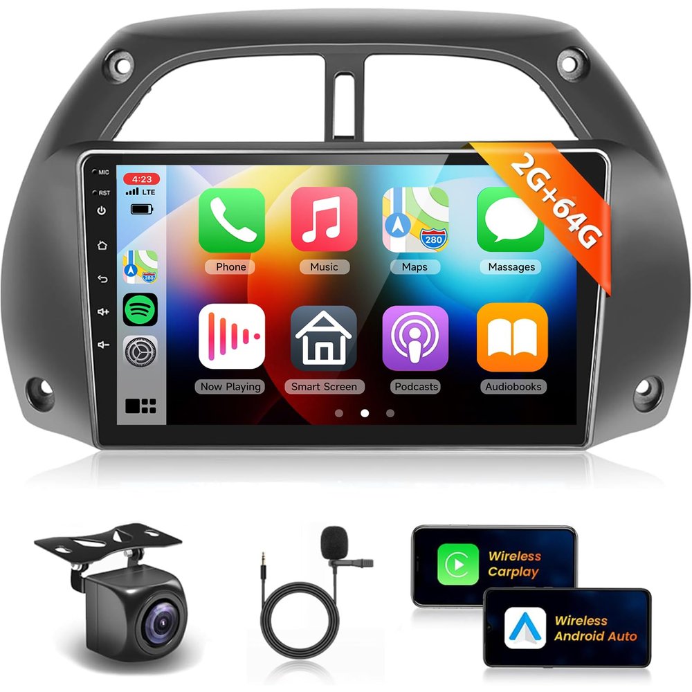 16EQ 2G 64G Radio for Toyota RAV4 2001 2002 2003 2004 2005 2006 Car Stereo with Wireless CarPlay Android Auto,9'' 1080P HD IPS Touch Screen,Bluetooth,28UIs,FM/RDS,GPS WiFi MirrorLink Backup Camera
