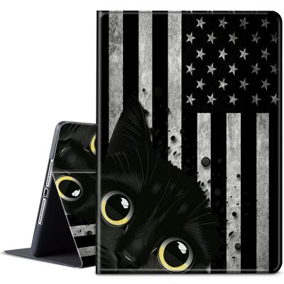 BPQOJB for Kindle Scribe Case with Adjustable Stand & Auto Wake/Sleep PU Leather Slim Smart Protect Cover Tablet Case for Kindle Scribe 10.2 inch 2022 - American Flag Black Cat