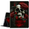 BPQOJB for Kindle Scribe Case with Adjustable Stand & Auto Wake/Sleep PU Leather Slim Smart Protect Cover Tablet Case for Kindle Scribe 10.2 inch 2022 - Red Rose Skull view 1