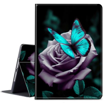 BPQOJB for Kindle Scribe Case with Adjustable Stand & Auto Wake/Sleep PU Leather Slim Smart Protect Cover Tablet Case for Kindle Scribe 10.2 inch 2022 - Green Butterfly and Roses