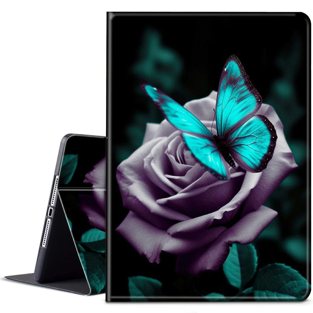 BPQOJB for Kindle Scribe Case with Adjustable Stand & Auto Wake/Sleep PU Leather Slim Smart Protect Cover Tablet Case for Kindle Scribe 10.2 inch 2022 - Green Butterfly and Roses