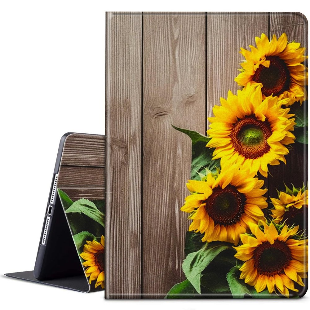 BPQOJB for Kindle Scribe Case with Adjustable Stand & Auto Wake/Sleep PU Leather Slim Smart Protect Cover Tablet Case for Kindle Scribe 10.2 inch 2022 - Sunflowers on The Wood