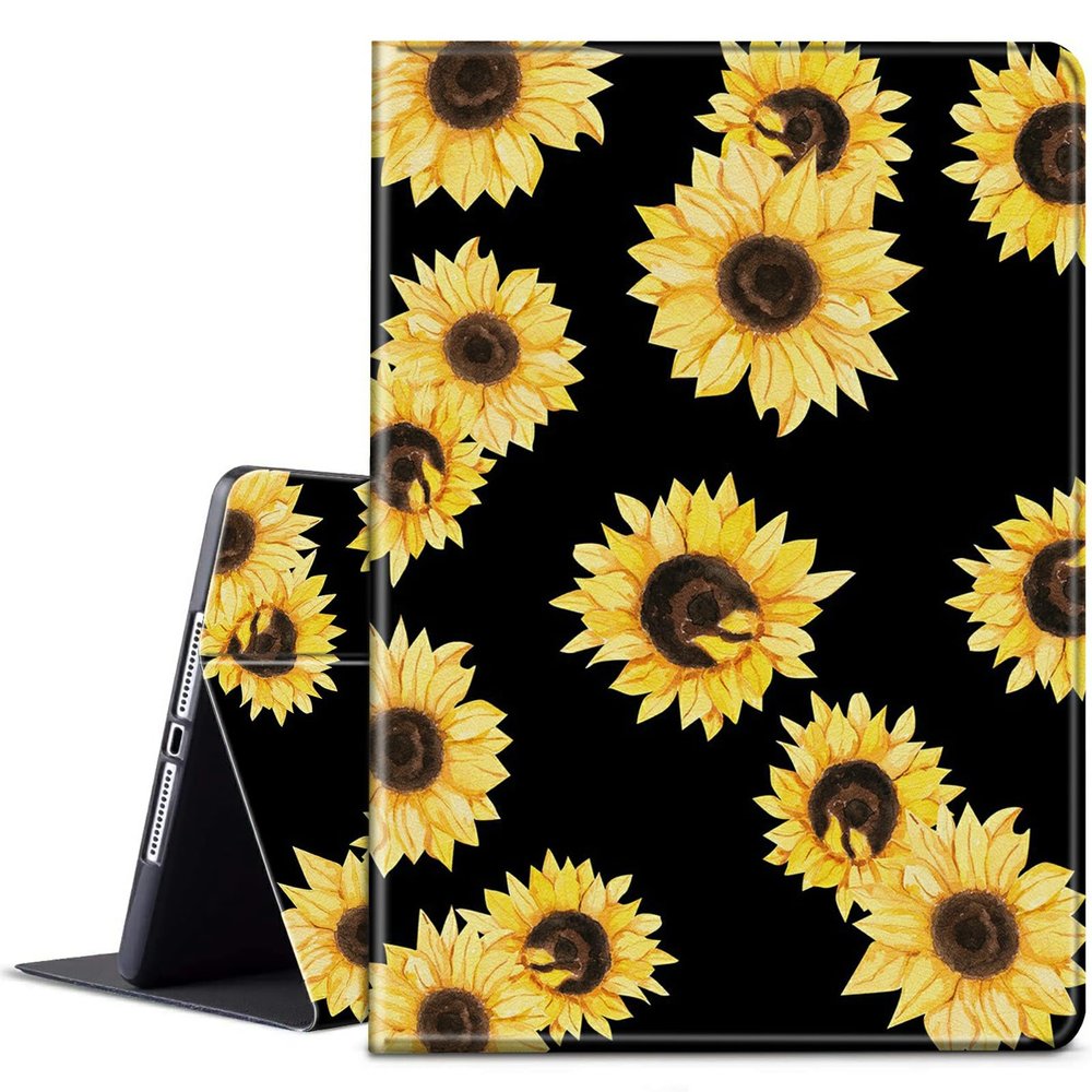BPQOJB for Kindle Scribe Case with Adjustable Stand & Auto Wake/Sleep PU Leather Slim Smart Protect Cover Tablet Case for Kindle Scribe 10.2 inch 2022 - Yellow Sunflowers Black