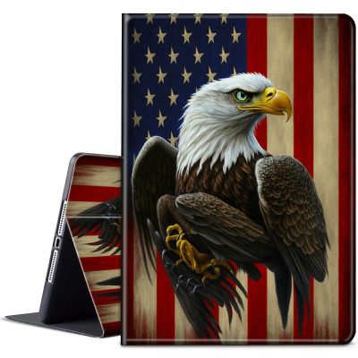 BPQOJB for Kindle Scribe Case with Adjustable Stand & Auto Wake/Sleep PU Leather Slim Smart Protect Cover Tablet Case for Kindle Scribe 10.2 inch 2022 - American Flag Eagle