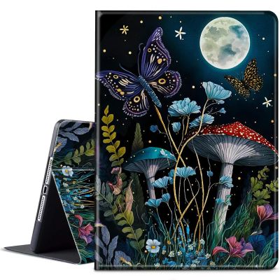 BPQOJB for Kindle Scribe Case with Adjustable Stand & Auto Wake/Sleep PU Leather Slim Smart Protect Cover Tablet Case for Kindle Scribe 10.2 inch 2022/2024 - Mushroom Butterfly Moon