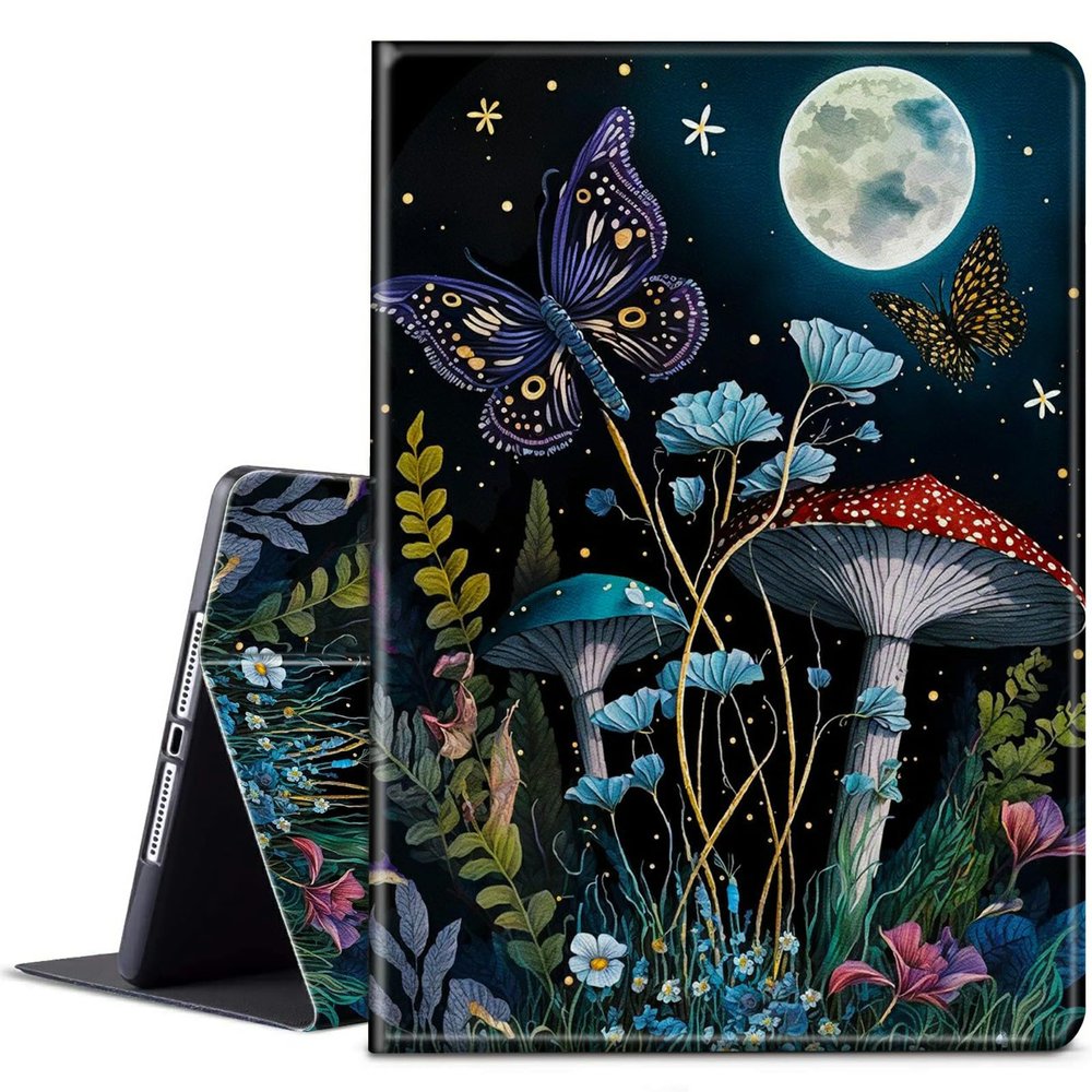 BPQOJB for Kindle Scribe Case with Adjustable Stand & Auto Wake/Sleep PU Leather Slim Smart Protect Cover Tablet Case for Kindle Scribe 10.2 inch 2022/2024 - Mushroom Butterfly Moon