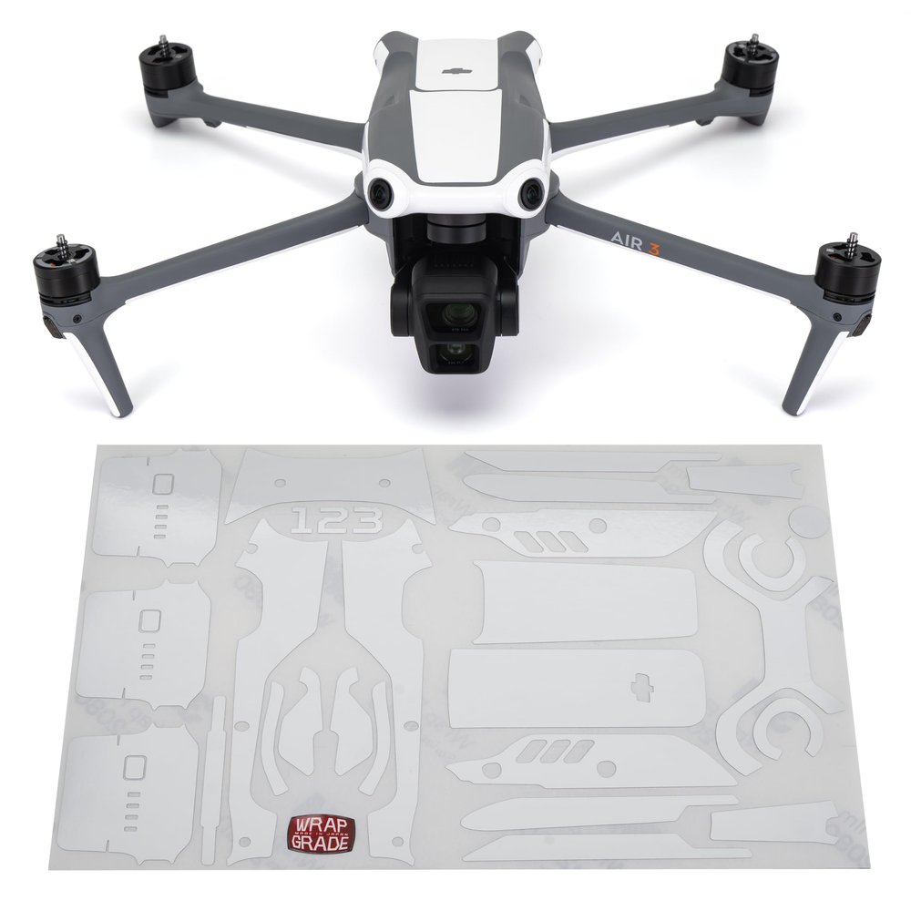 WRAPGRADE Skin Stickers Compatible with DJI Air 3 | Accent Color (RACING WHITE)