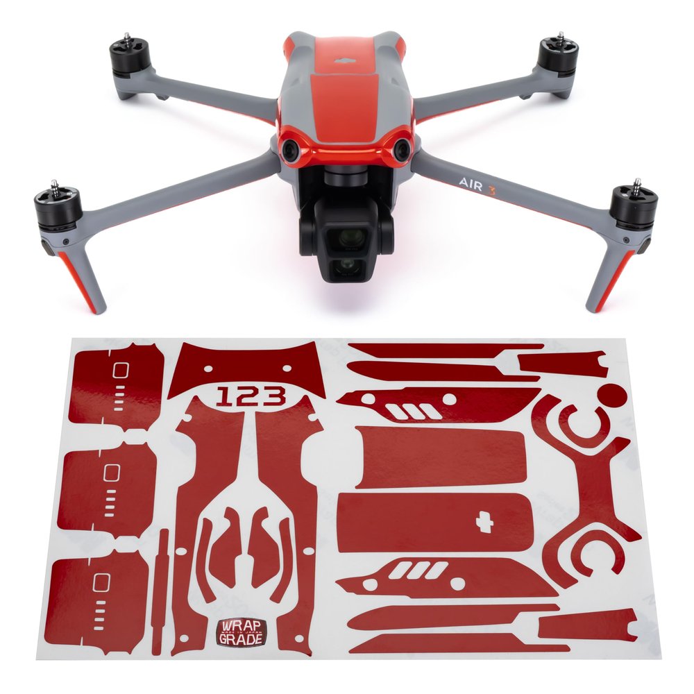 WRAPGRADE Skin Stickers Compatible with DJI Air 3 | Accent Color (SUPER RED)