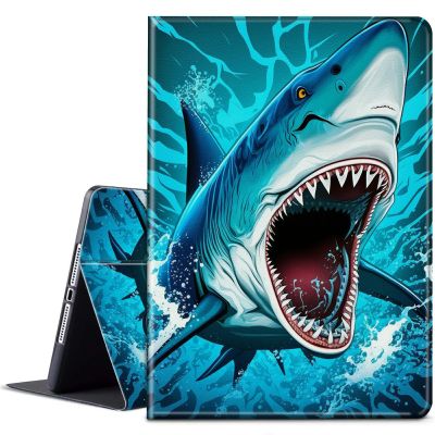 BPQOJB for Kindle Scribe Case with Adjustable Stand & Auto Wake/Sleep PU Leather Slim Smart Protect Cover Tablet Case for Kindle Scribe 10.2 inch 2022 - Shark Fish