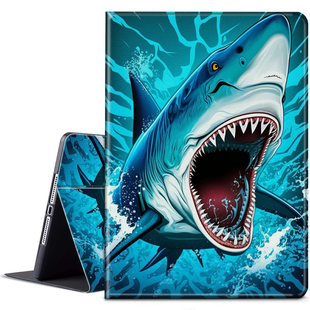 BPQOJB for Kindle Scribe Case with Adjustable Stand & Auto Wake/Sleep PU Leather Slim Smart Protect Cover Tablet Case for Kindle Scribe 10.2 inch 2022 - Shark Fish