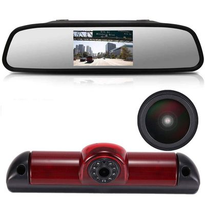 1280 * 720 pixel Super HD Brake Light Backup Camera Set with Rear-view Mirror Monitor, Night Vision Reversing Camera Replacement for Fiat Ducato X250 X290 Bus Kasten/Peugeot Boxter/Citroen Jumper