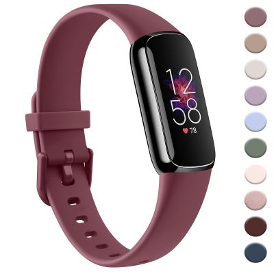 AK Sport Band Compatible with Fitbit Luxe Bands for Women Men, Soft Silicone Replacement Sport Straps Wristbands for Fitbit Luxe Fitness and Wellness Tracker (Small,Wine Red)