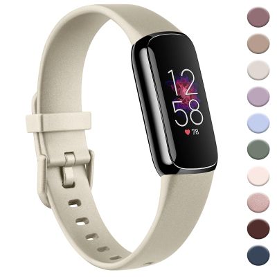 AK Sport Band Compatible with Fitbit Luxe Bands for Women Men, Soft Silicone Replacement Sport Straps Wristbands for Fitbit Luxe Fitness and Wellness Tracker (Small,Champagne Gold)