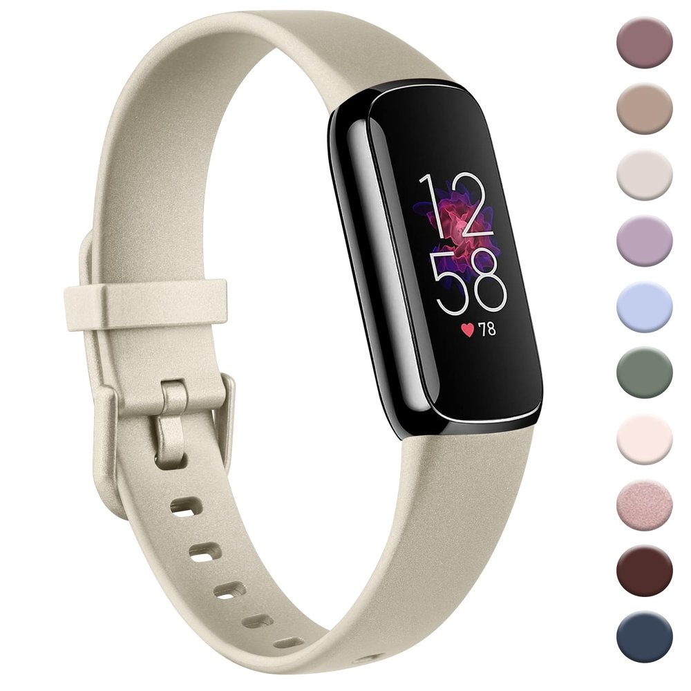 AK Sport Band Compatible with Fitbit Luxe Bands for Women Men, Soft Silicone Replacement Sport Straps Wristbands for Fitbit Luxe Fitness and Wellness Tracker (Small,Champagne Gold)