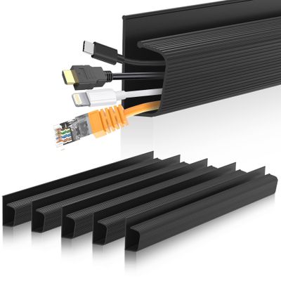 Cable Management J Channel Under Desk - Easy Installation, Black